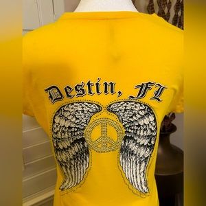 Exist T- shirt Yellow with sparkles ornaments on the back